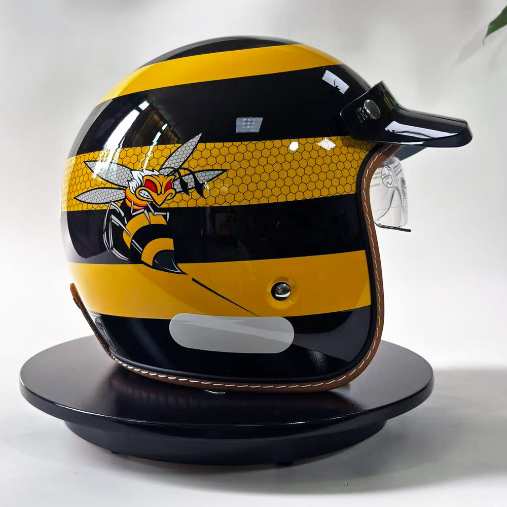 Novo capacete retrô de motocic - Yellow Cycling Gear avaliação e preço