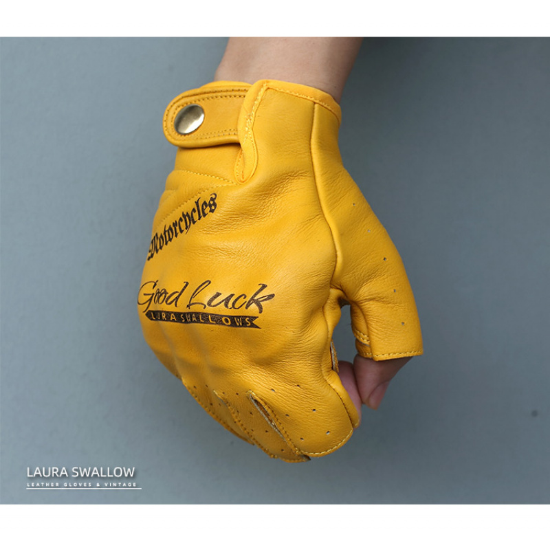 Luvas de Motocicleta de Couro  - Yellow Cycling Gear avaliação e preço
